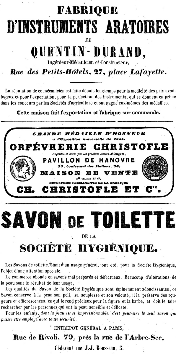 publicités en 1857