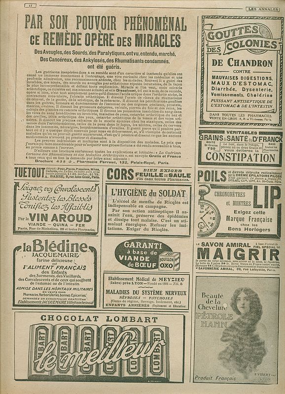 Journal des Annales 11 juin 1916 publicité